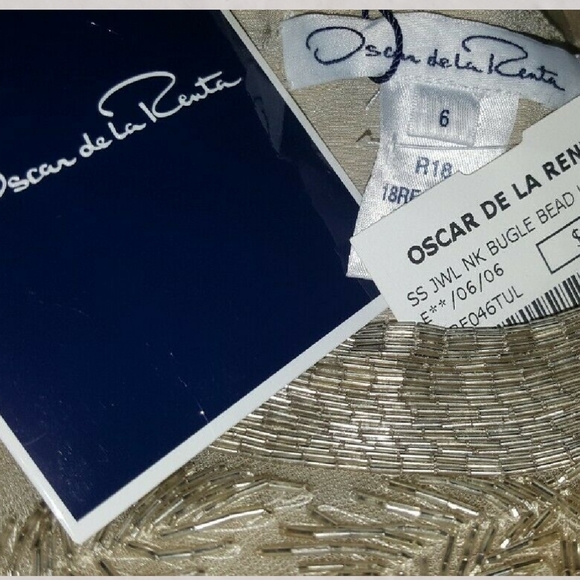 *$11,790 NEW R18 OSCAR DE LA RENTA CHAMPAGNE GOLD LEAF BEAD GOWN US 6, 12 - Picture 3 of 15